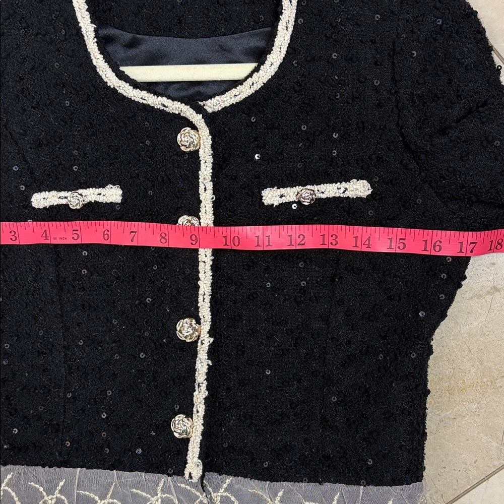 ⭐️ La Suez- Elegant Black Lace Trim Women's blazer- medium - Picture 9 of 11